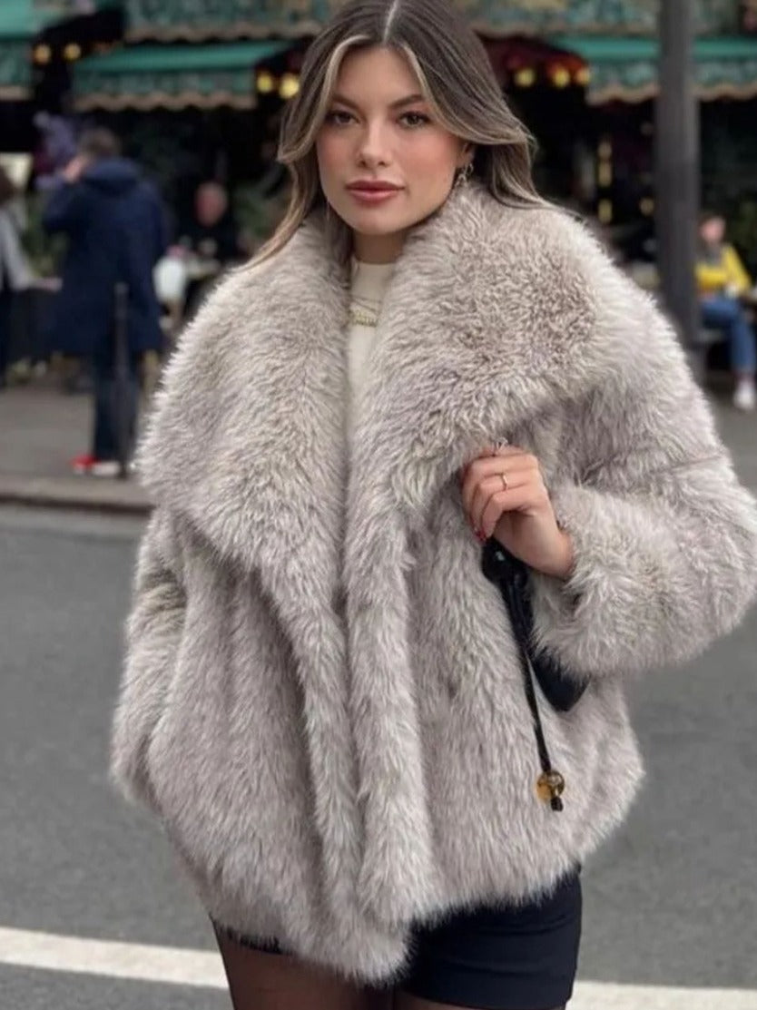 Winter Plush Coat – Thick Warm Coat With Fluffy Lapel Jacket Design