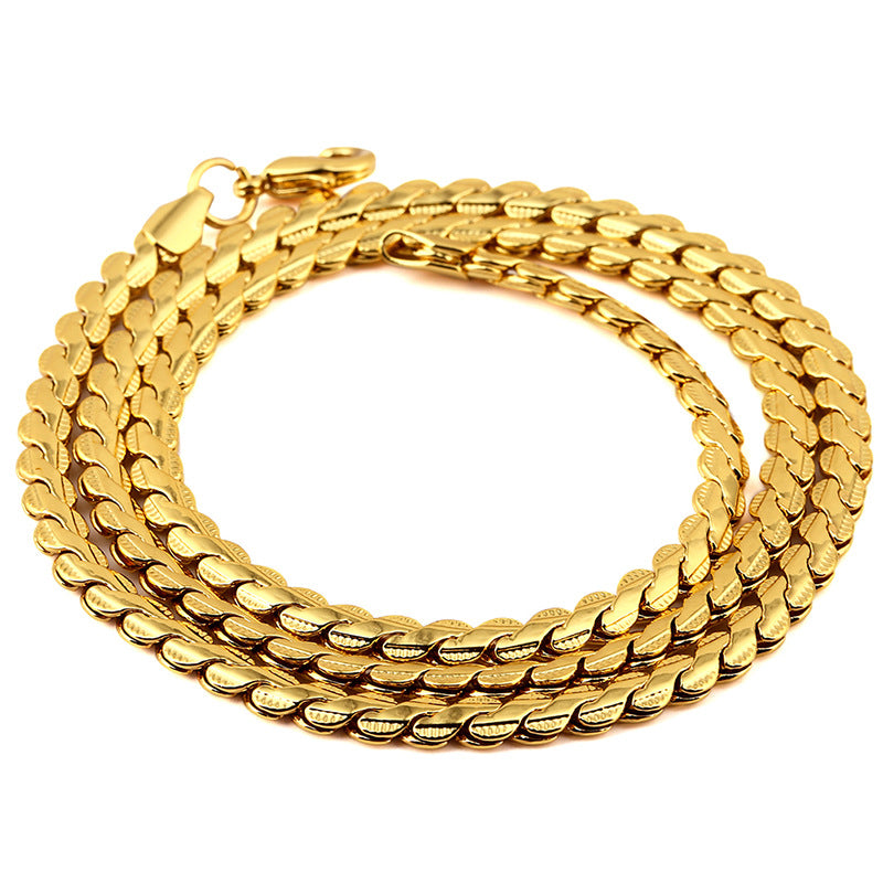 Fashion Necklace | Unisex Copper Jewelry With Diamond Pendant & Snake Bone Chain