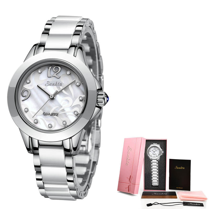 Ceramic Ladies Watches | Waterproof Quartz Movement | Rose Gold Ceramic Strap