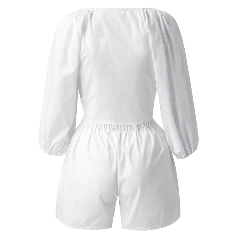 Wide Leg Short Suit | Elastic Waist Sleeve Top Set | Lightweight Summer Casual Outfit