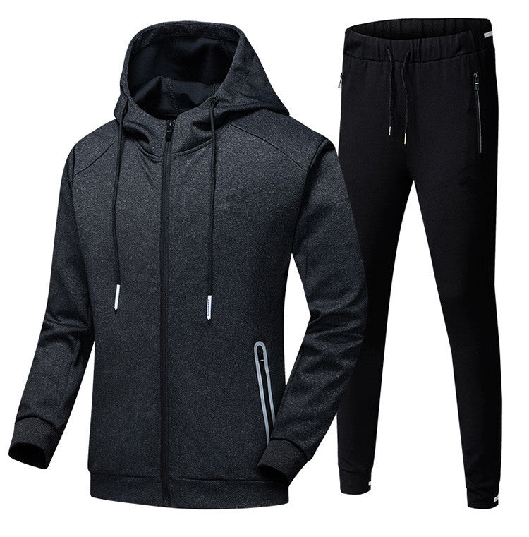 Men's Sports Suit – 2-Piece Tracksuit Set With Hooded Jacket & Leg Closing Pants
