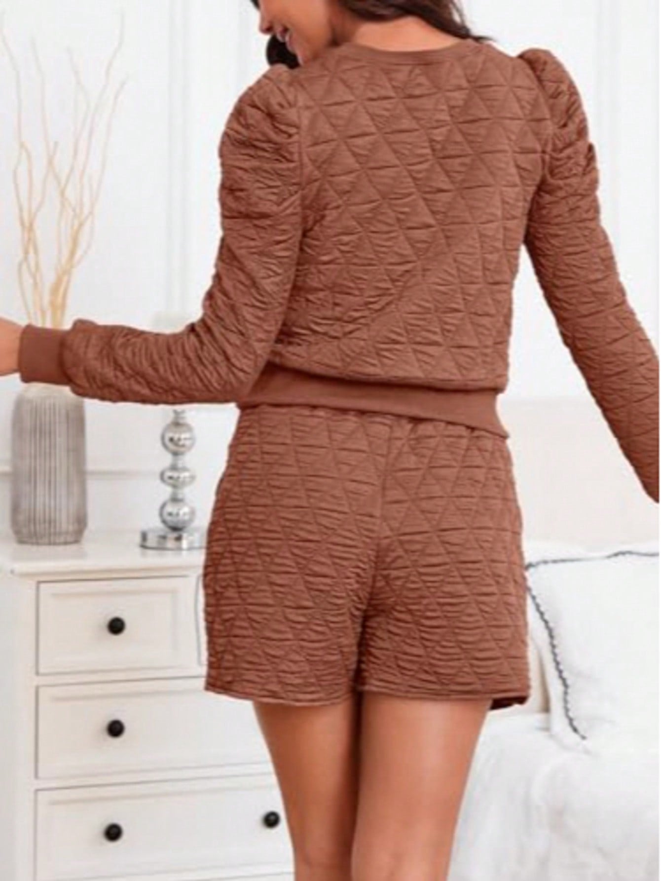 Women's Lounge Wear Set – Two Piece Outfit With Argyle Sweatshirt & Wrap Skort