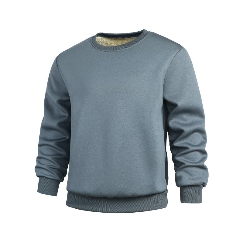 Winter Sports Sweatshirt - Men's Thick Fleece Pullover With Rabbit Hair Fabric