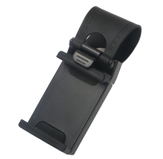 Black adjustable car phone mount holder with clamp and base for dashboard or vent attachment