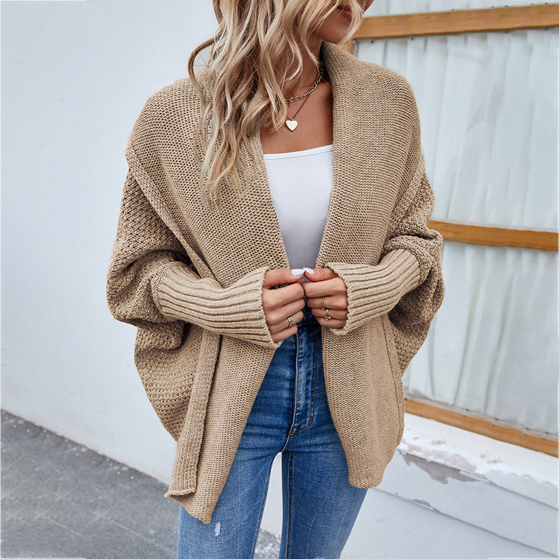 Loose Knitted Sweater | Bat Sleeve Cardigan | Large Lapel Autumn Winter Jacket