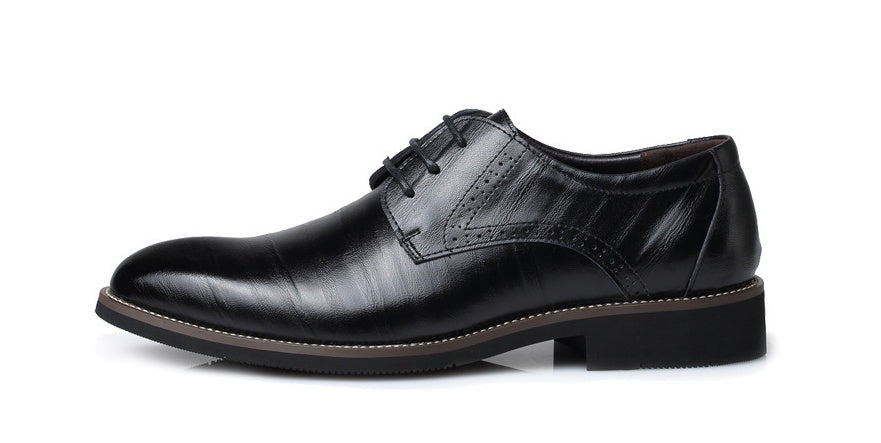 Men's Leather Shoes - Dress Business Casual Shoes With Durable Rubber Sole