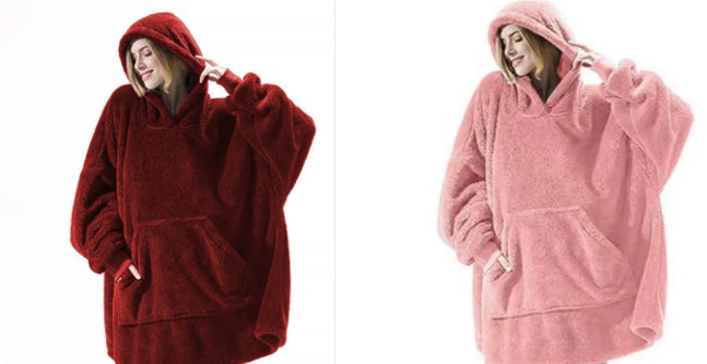 Hoodie Sweatshirt - Double Sided Fleece, Big Pocket, Comfortable Cozy Pullover