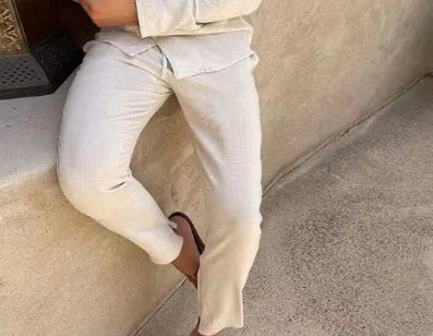 Casual Men's Suit – Long Sleeve Single Breasted Jacket With Slim Fit Trousers