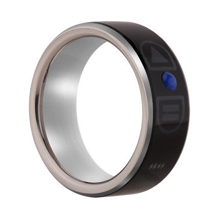 Trendoligy smart Bluetooth ring with black band and silver inner lining for iPhone and Android
