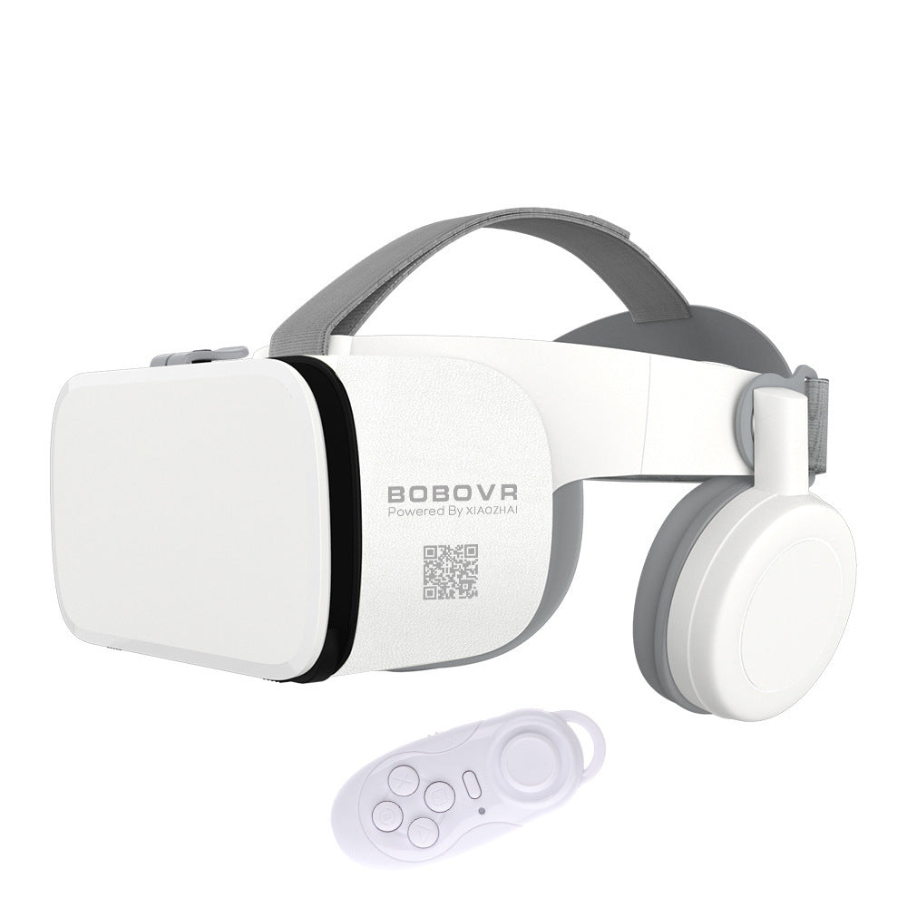 White BOBO VR wireless Bluetooth headset with advanced resin lens and handheld controller