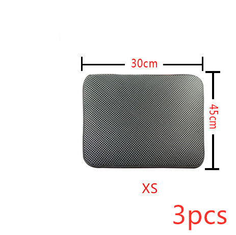 Black XS waterproof cat litter mat with non-slip textured surface, 30x45 cm, set of 3 pieces