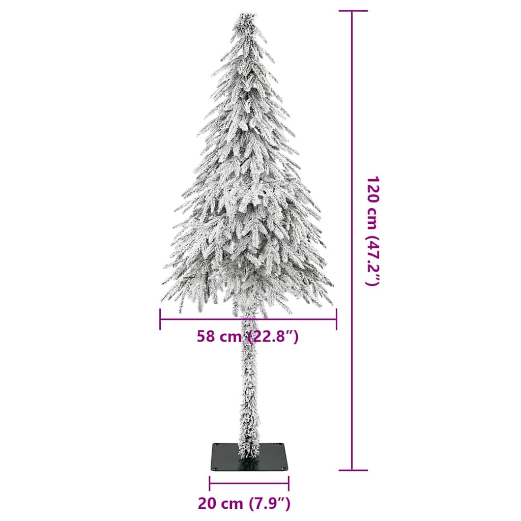 120 cm tall white artificial Christmas tree with metal stand and snowy pine branches
