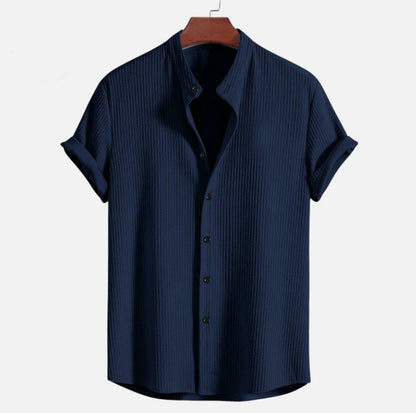 Loose Short Sleeve Shirt - Summer Mens Casual Loose Top Polyester Fiber