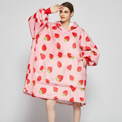 Wearable Blanket Hoodie – Cozy Fleece Sleepwear With Warm Oversized Fit