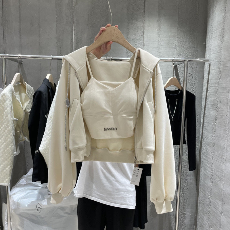 Long Sleeved Hooded Jacket - Versatile Three Piece Set With Coat, Trousers & Vest