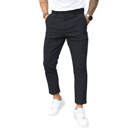 Casual Suit Pants For Men | Slim Fit Double Fold Cotton Blend Trousers