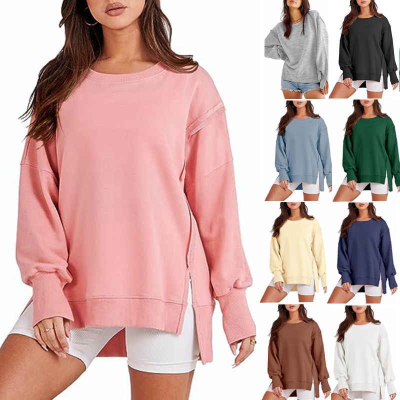 Oversized Sweatshirt Women | Solid Color Crew Neck Pullover Hoodie | Warm Cozy Fall Top