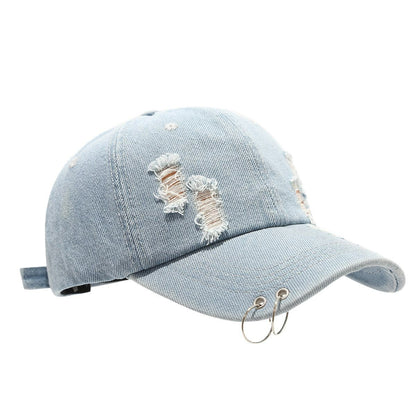 Retro Hip Hop Cap – Adjustable Peaked Denim Sunshade Hat For Men