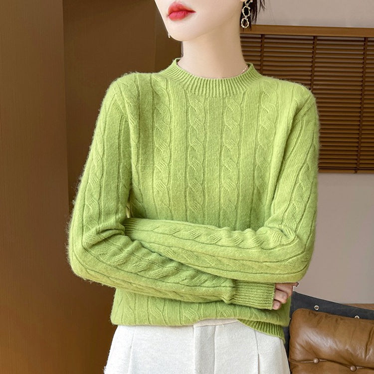 Twist Sweater Knit Vintage Round Neck Base Shirt