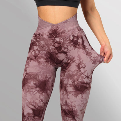 Tie Dye Leggings - Seamless Yoga Pants With Push Up Fit For Women