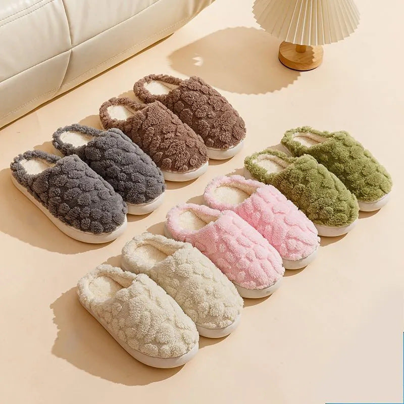 Fuzzy Slippers | Plush Cotton Slippers With Memory Foam And Anti Skid Soles
