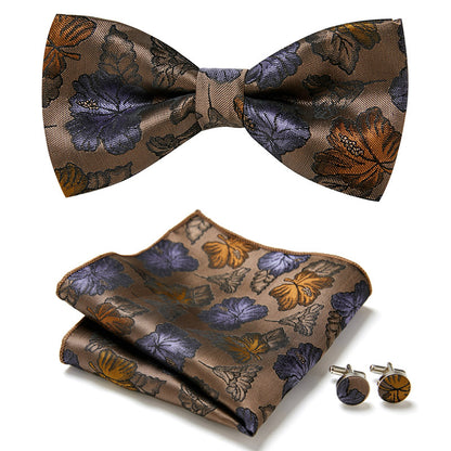 Stylish Bow Ties Set – Men's Floral Polyester Three Piece Tie Set