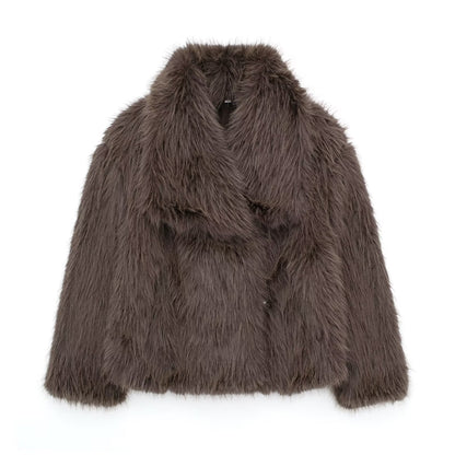 Winter Plush Coat – Thick Warm Coat With Fluffy Lapel Jacket Design