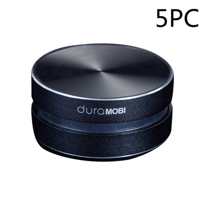 duraMOBI black circular compact device with metallic top and 5PC label