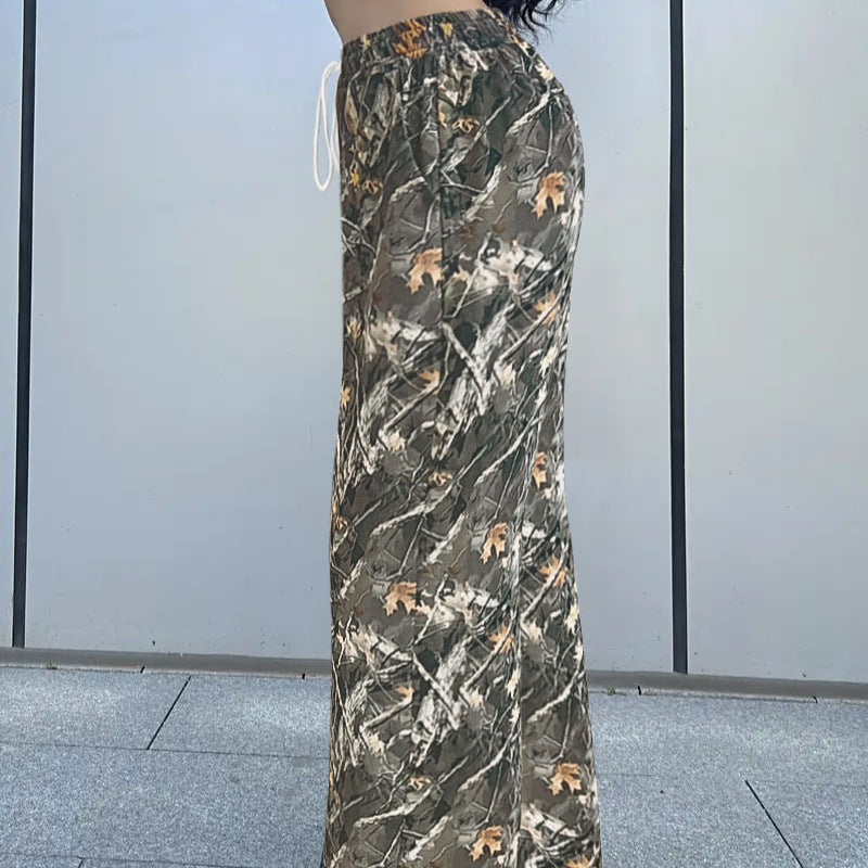 Camouflage Print Pants | Women's Casual Wide Leg Trousers With Elastic Waist