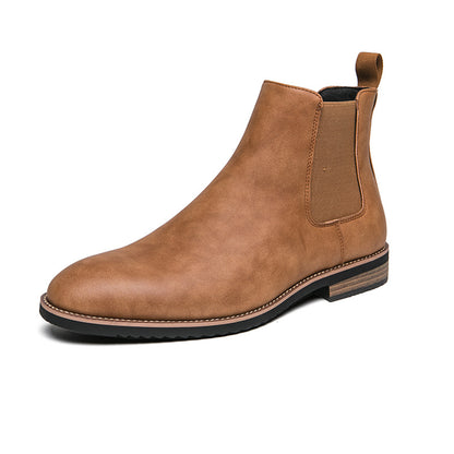 Men's Leather Boots | Plus Size High Top British Chelsea Boots With Rubber Sole