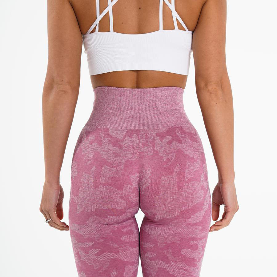 Fitness Yoga Pants | Seamless Camouflage Cropped Leggings With Jacquard Design