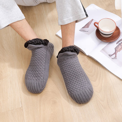 Winter Woolen Socks - Thick Indoor Slipper Socks With Non Slip Grip