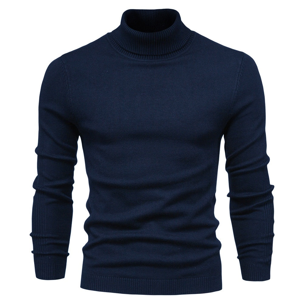 Slim Pullover Sweater For Men | Solid Color Turtleneck | Winter Casual Tops