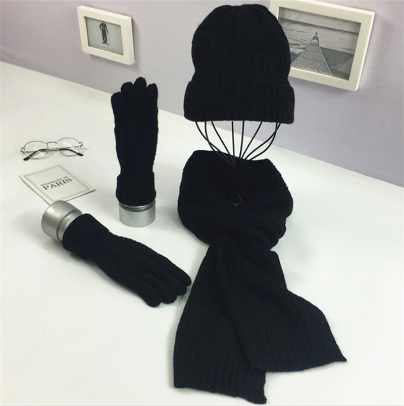 Warm Hat Scarf Set – Unisex Winter Accessory Set With Soft Cotton Gloves