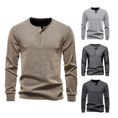 Men's Slim Fit T-Shirt - Casual Long Sleeve Striped Sports Tee for Large Size