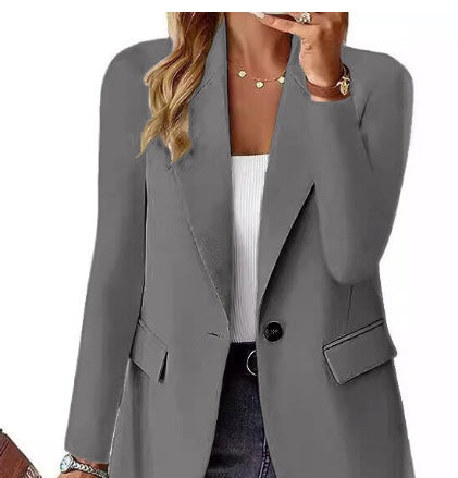 Women's Suit Jacket - Casual Blazer With Pocket Detail, Long Sleeve British Style