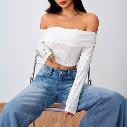 Sweet And Spicy Off-the-shoulder Women's T-shirt Short Crop Top