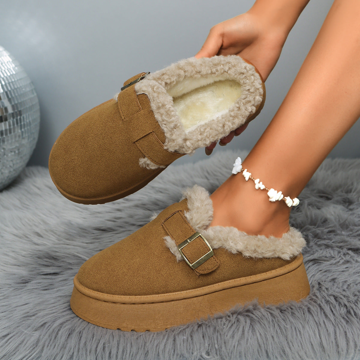 Platform Fluffy Shoes – Cozy Warm Velvet Casual Cotton Footwear