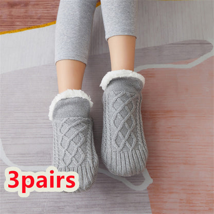 Winter Woolen Socks - Thick Indoor Slipper Socks With Non Slip Grip