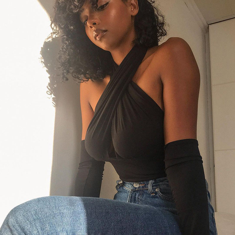 Women Tank Top Halter Neck Backless Camisole | Slim Fit Solid Vest