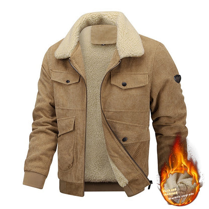 Winter Fleece Jacket Men’s Cotton Coat | Warm Thick Pocketed Outerwear