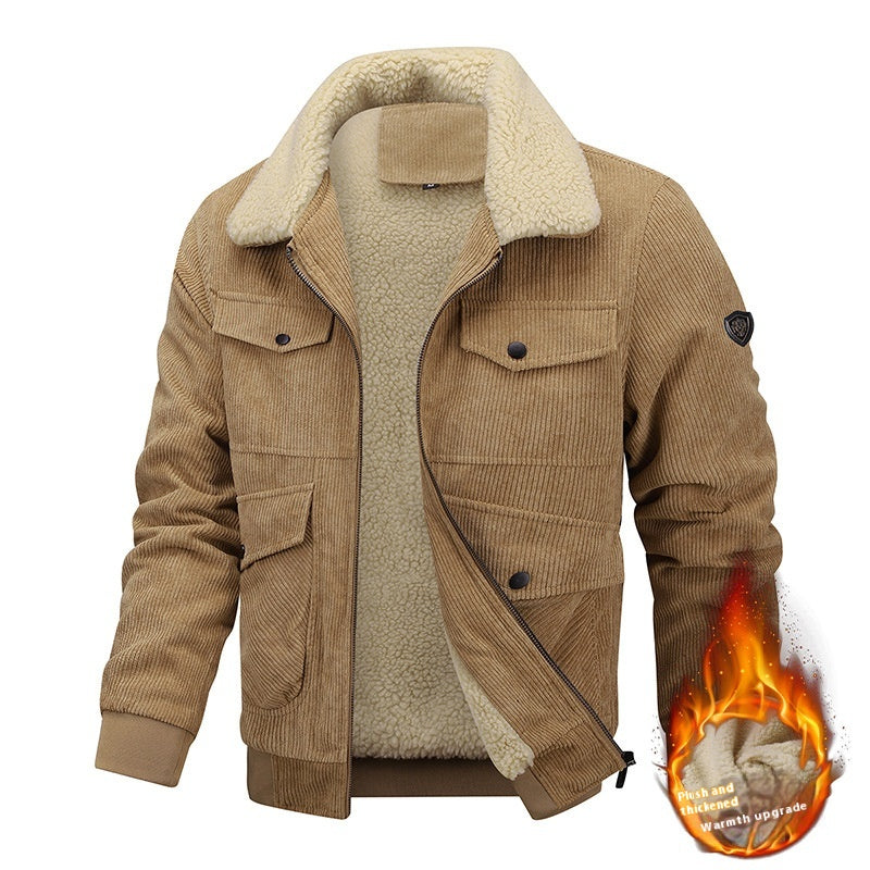 Winter Fleece Jacket Men’s Cotton Coat | Warm Thick Pocketed Outerwear