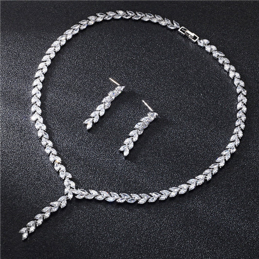 Wedding Earrings Set – Bridal Jewelry Set With Zircon Earrings And Necklace