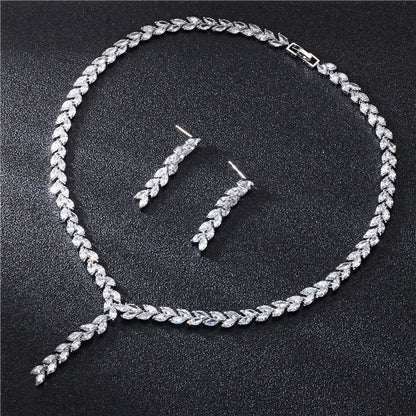 Wedding Earrings Set – Bridal Jewelry Set With Zircon Earrings And Necklace