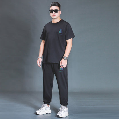 Oversized Casual Sports Suit - Two-Piece Black Cotton Sportswear Set