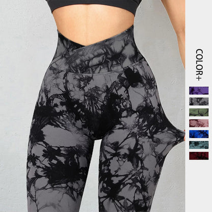 Tie Dye Leggings - Seamless Yoga Pants With Push Up Fit For Women