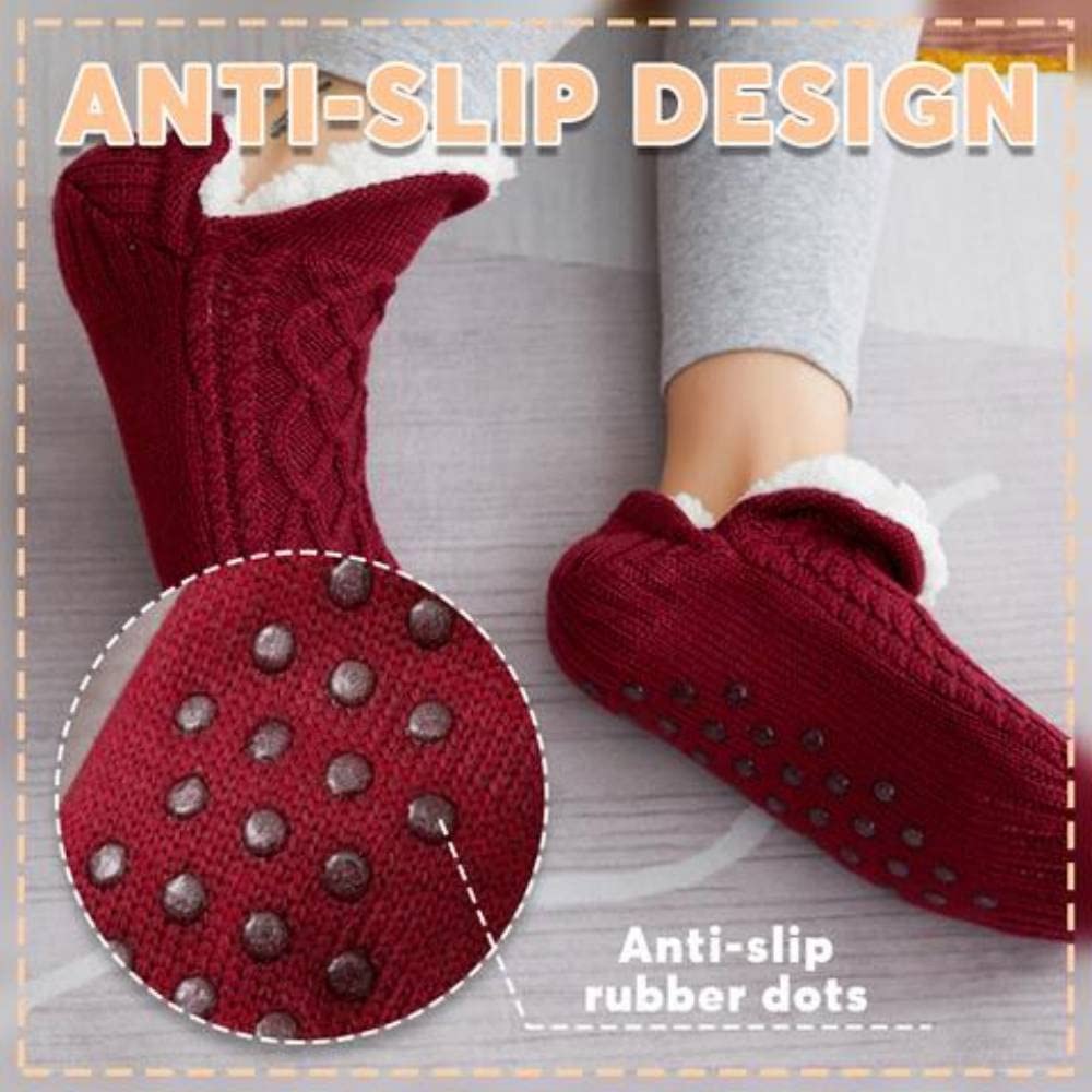 Winter Woolen Socks - Thick Indoor Slipper Socks With Non Slip Grip