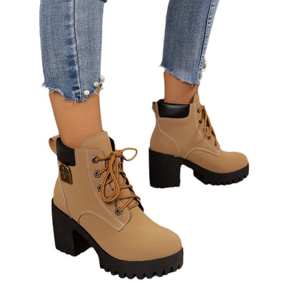 Plus Size Martin Boots | Chunky Heel Waterproof Platform Shoes | Wide Fit