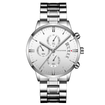 Men Stainless Steel Watch | Business Quartz Timepiece | Waterproof Calendar Display