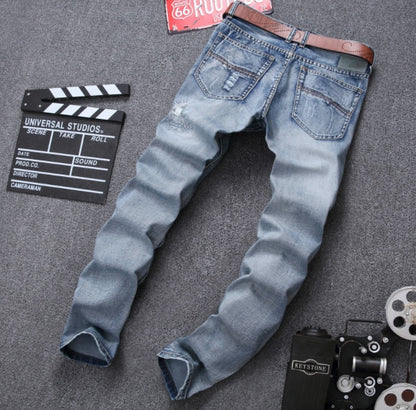 Ripped Jeans Pants | Men's Slim Fit Distressed Denim Joggers Light Blue Plus Size
